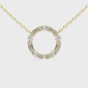 Open Circle Oval and Emerald Cut 3 Cttw Lab Grown Diamond Pendant