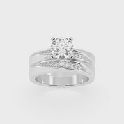 Round Cut Double Row Lab Grown Diamond Engagement Ring