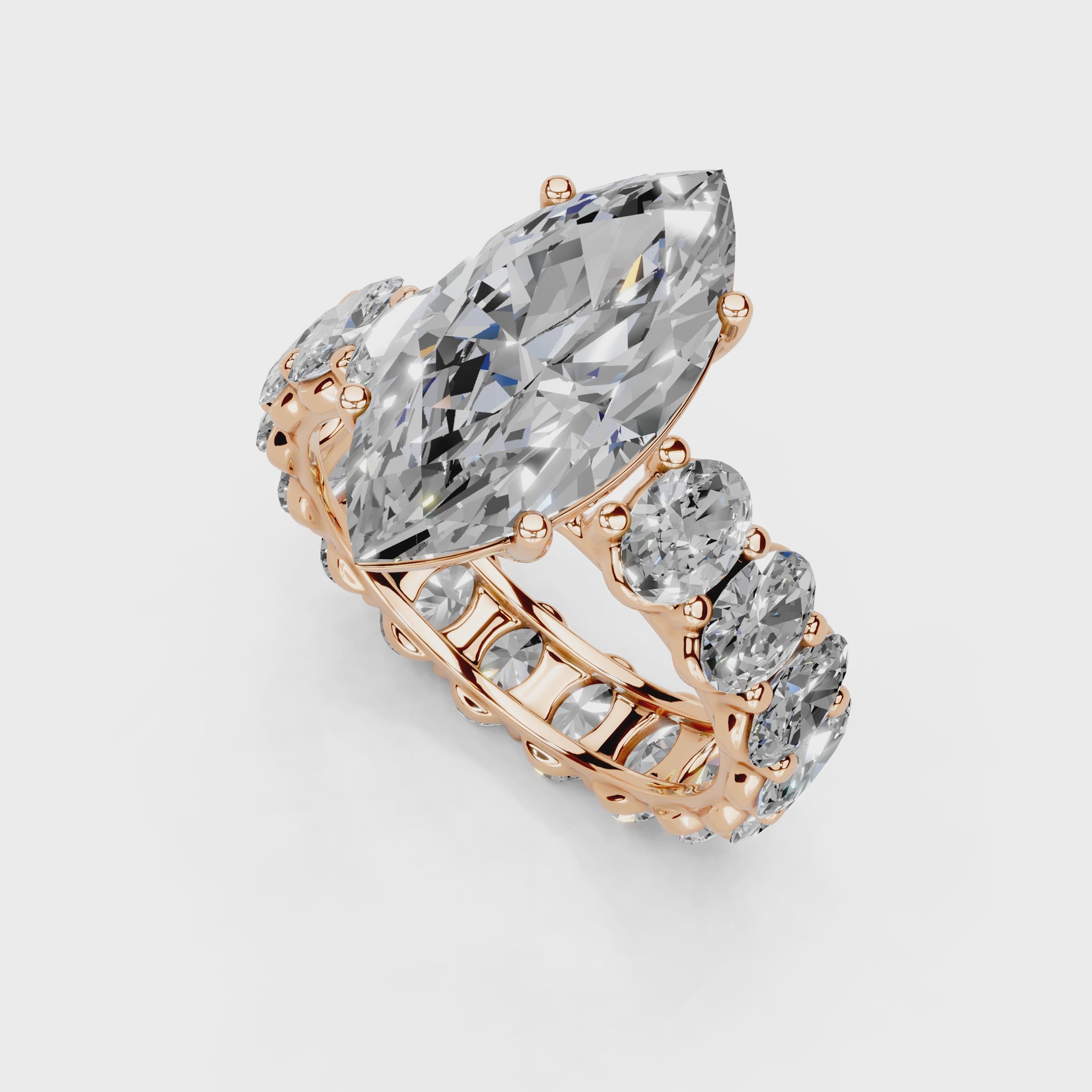 Marquise Cut Fancy Lab Grown Diamond Engagement Ring