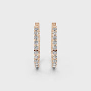 Fancy Hoop Round Cut 1.44 Cttw Lab Grown Diamond Earrings