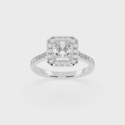 Asscher Cut Pave Setting Halo  Lab Grown Diamond Engagement Ring