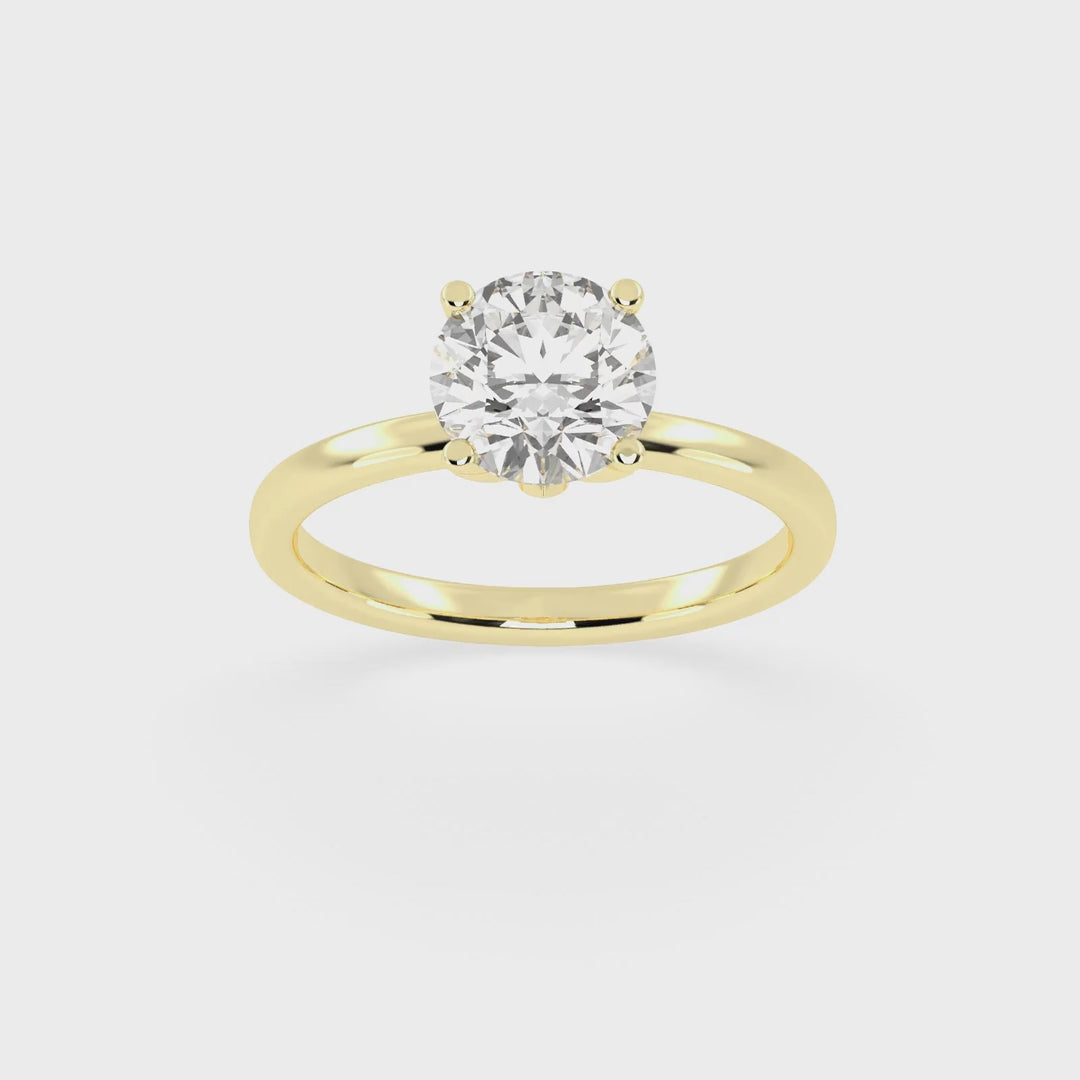 Round Cut Floral  Solitaire Lab Grown Diamond Engagement Ring (2 mm width)