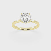 Round Cut Floral  Solitaire Lab Grown Diamond Engagement Ring (2 mm width)