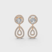 Fancy Teardrop Halo 2.56 Cttw Lab Grown Diamond Earrings