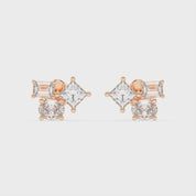 Three stone Oval, Princess and Emerald 1.54 Cttw Lab Grown Diamond Earrings