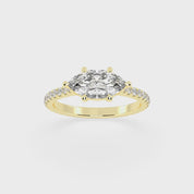 Marquise Cut Four Prong Pave  Lab Grown Diamond Engagement Ring