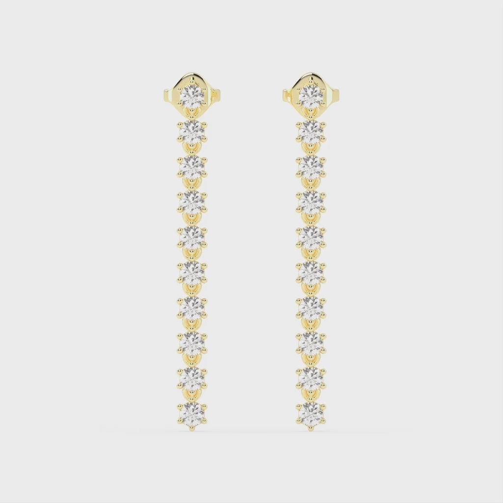 Long Drop Round Cut 2.02 Cttw Lab Grown Diamond Earrings