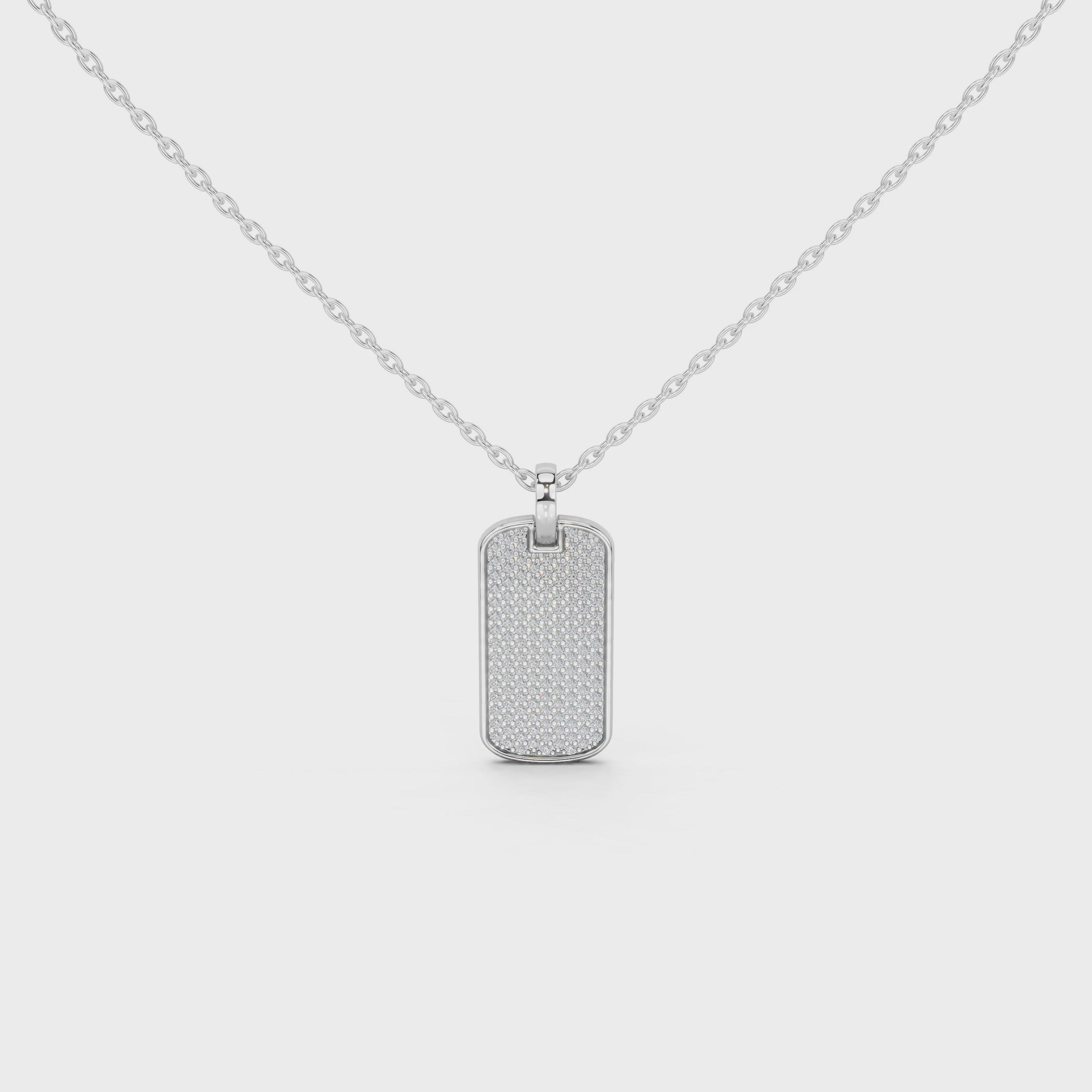 Round Cut 1.39 Cttw Dog Tag Lab Grown Diamond Pendant