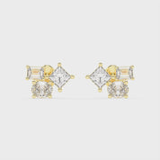 Three stone Oval, Princess and Emerald 1.54 Cttw Lab Grown Diamond Earrings