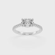 Oval Cut Four Prong Pave  Lab Grown Diamond Engagement Ring