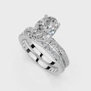 Oval Cut Pave  Double Row  Lab Grown Diamond Engagement Ring