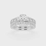 Round Cut Double Row Lab Grown Diamond Engagement Ring