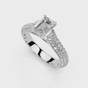 Emerald Cut with Hidden Stones Double Pave Lab Grown Diamond Engagement Ring