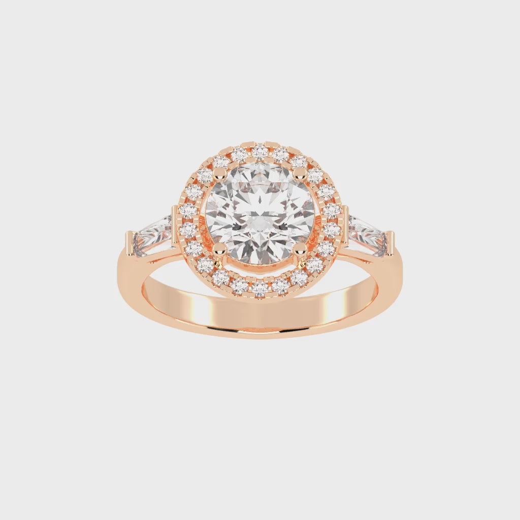 Round Cut Halo Lab Grown Diamond Engagement Ring