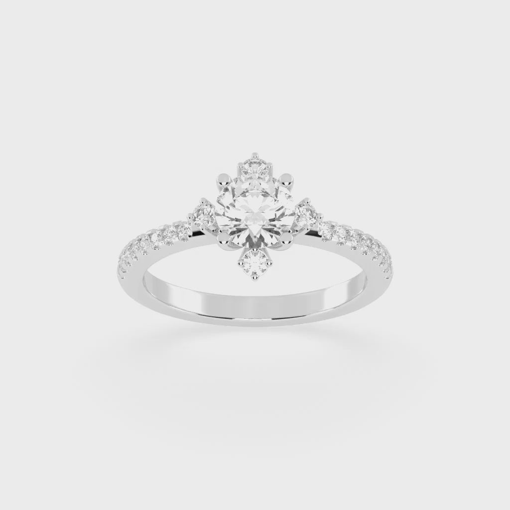 Pave Lab Grown Diamond Engagement Ring with Round Cut Center Stone