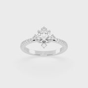 Pave Lab Grown Diamond Engagement Ring with Round Cut Center Stone