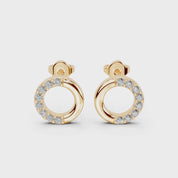 Open Circle pave Round Cut 0.29 Cttw Lab Grown Diamond Earrings