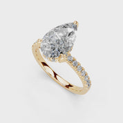 Pear Cut Hidden Halo Pave  Lab Grown Diamond Engagement Ring