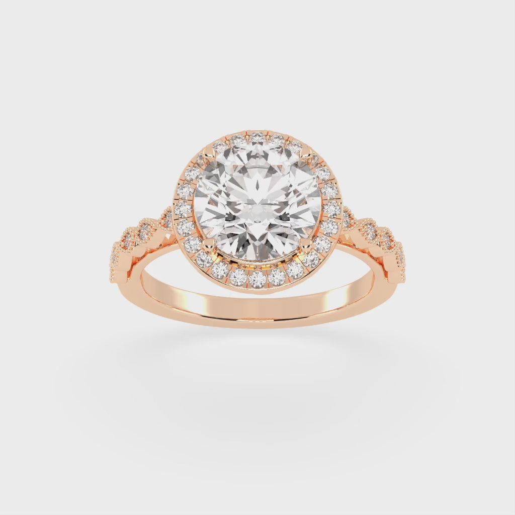 Round Cut Halo Lab Grown Diamond Engagement Ring