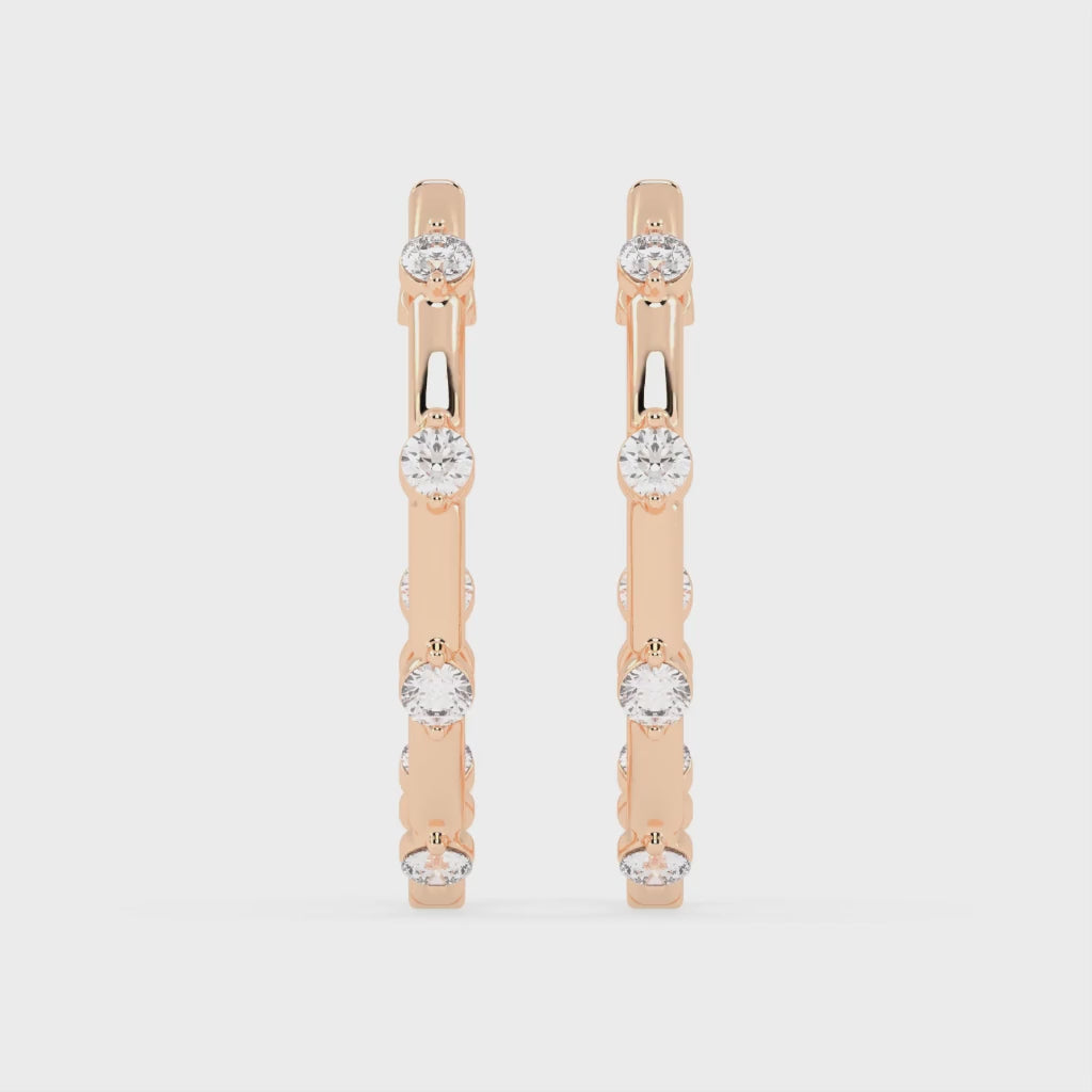 Hoop round Cut 0.72 Cttw Lab Grown Diamond Earrings