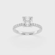 Asscher Cut Hidden Halo Pave  Lab Grown Diamond Engagement Ring