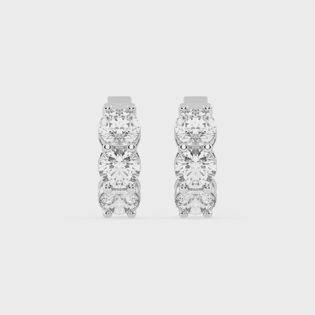 Fancy Huggies Round cut 3 Cttw Lab Grown Diamond Earrings