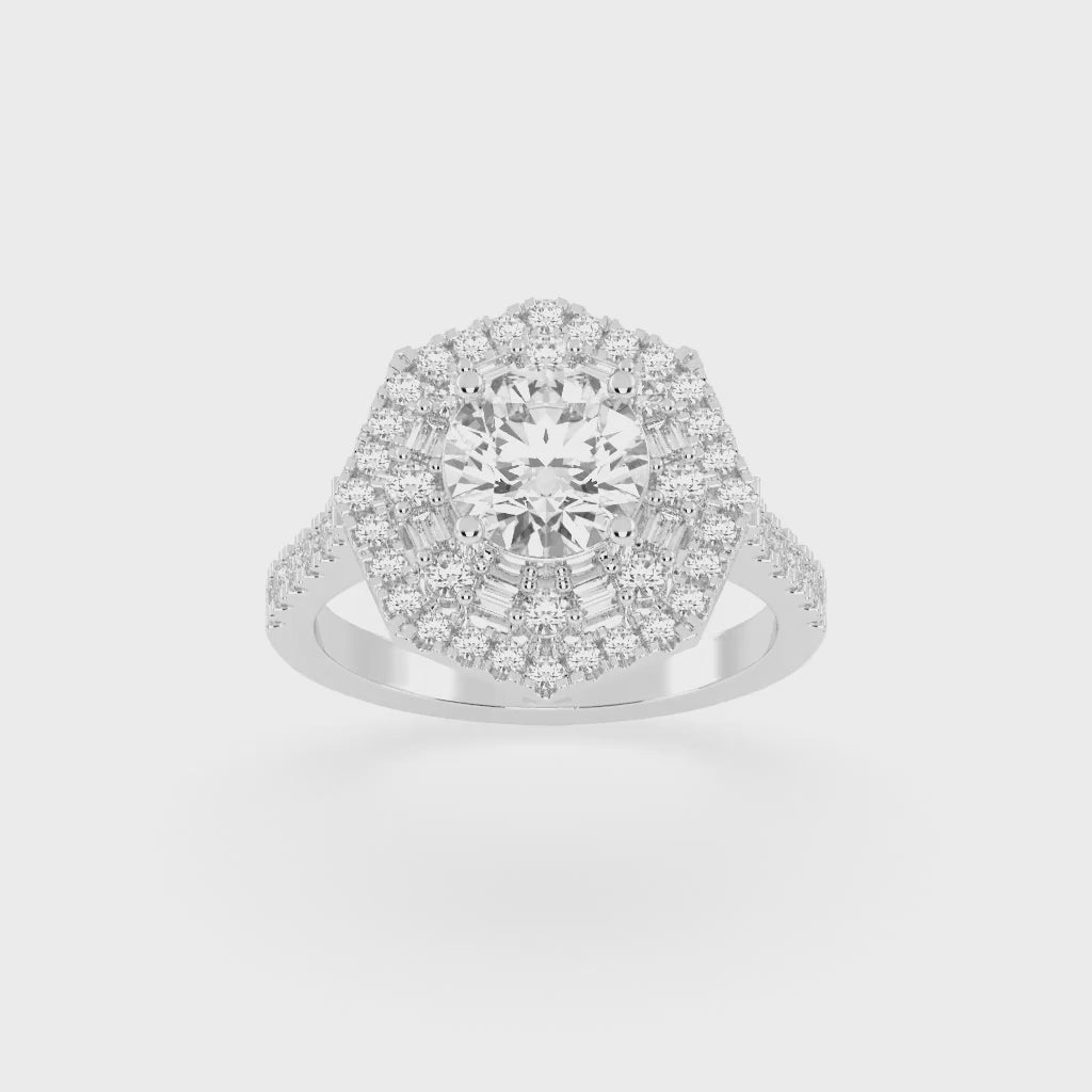 Halo Lab Grown Diamond Engagement Ring with Round Cut Center Stone