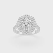 Halo Lab Grown Diamond Engagement Ring with Round Cut Center Stone