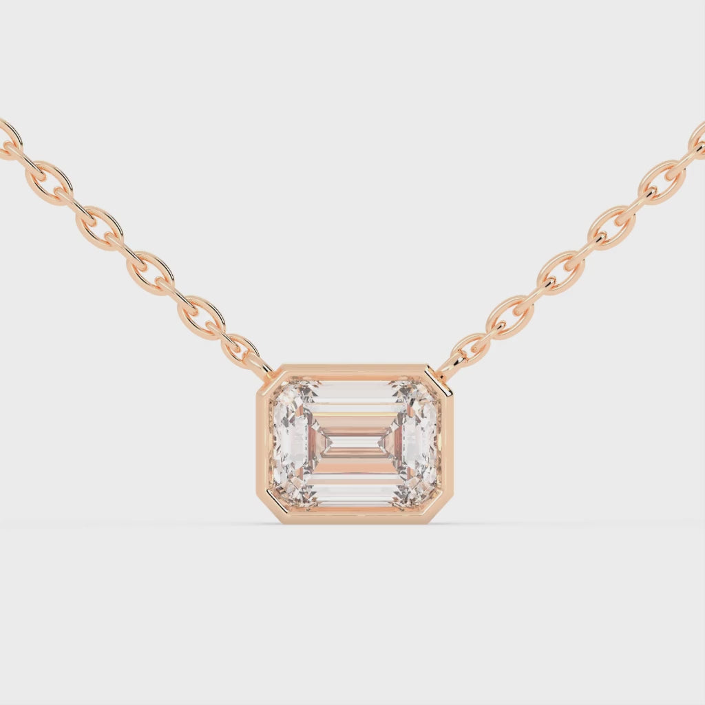 Bezel Set Emerald Cut 2.5 Cttw Lab Grown Diamond Pendant