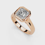 Asscher Cut Bezel Setting Lab Grown Diamond Engagement Ring