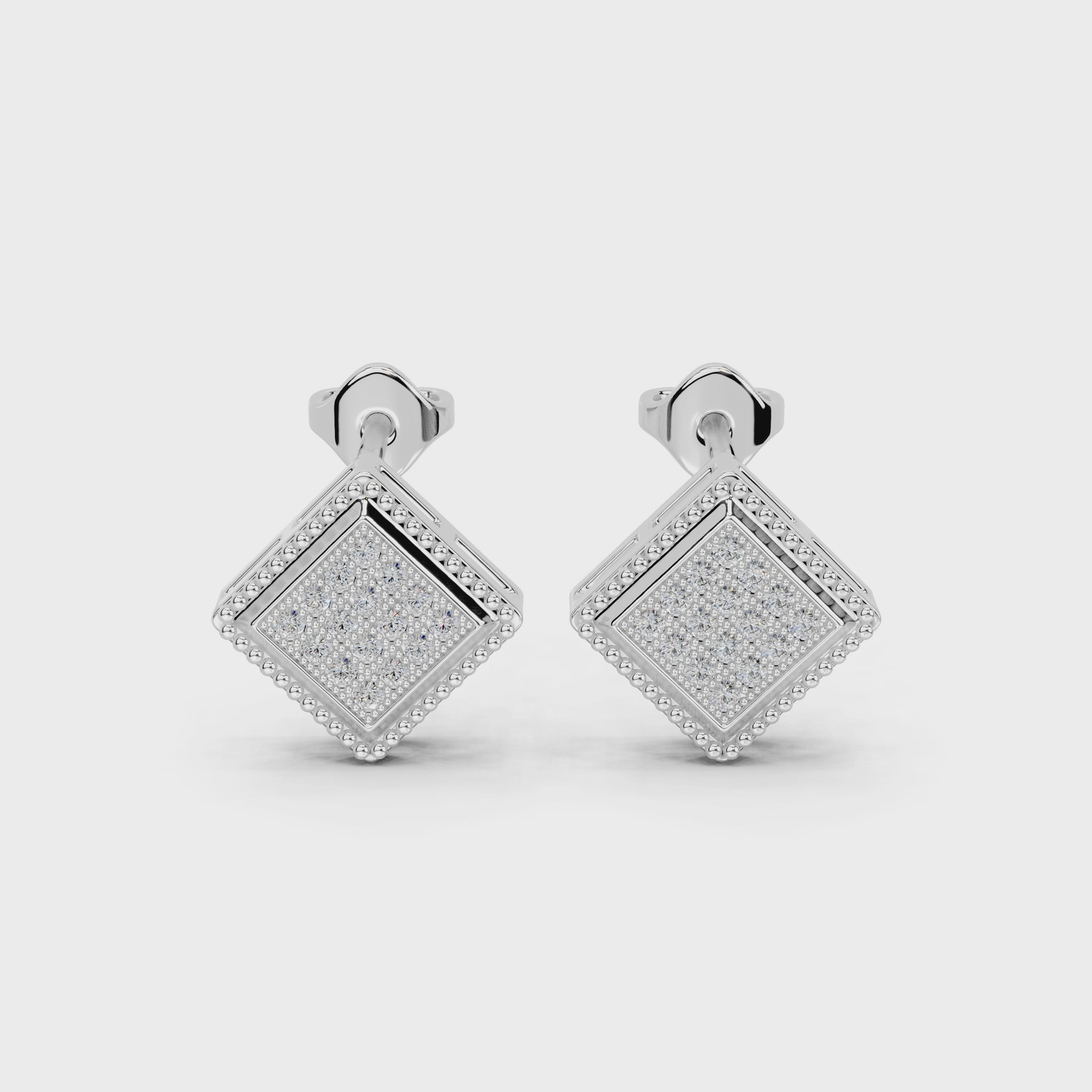 Square Style round cut 0.22 Cttw Lab Grown Diamond Studs