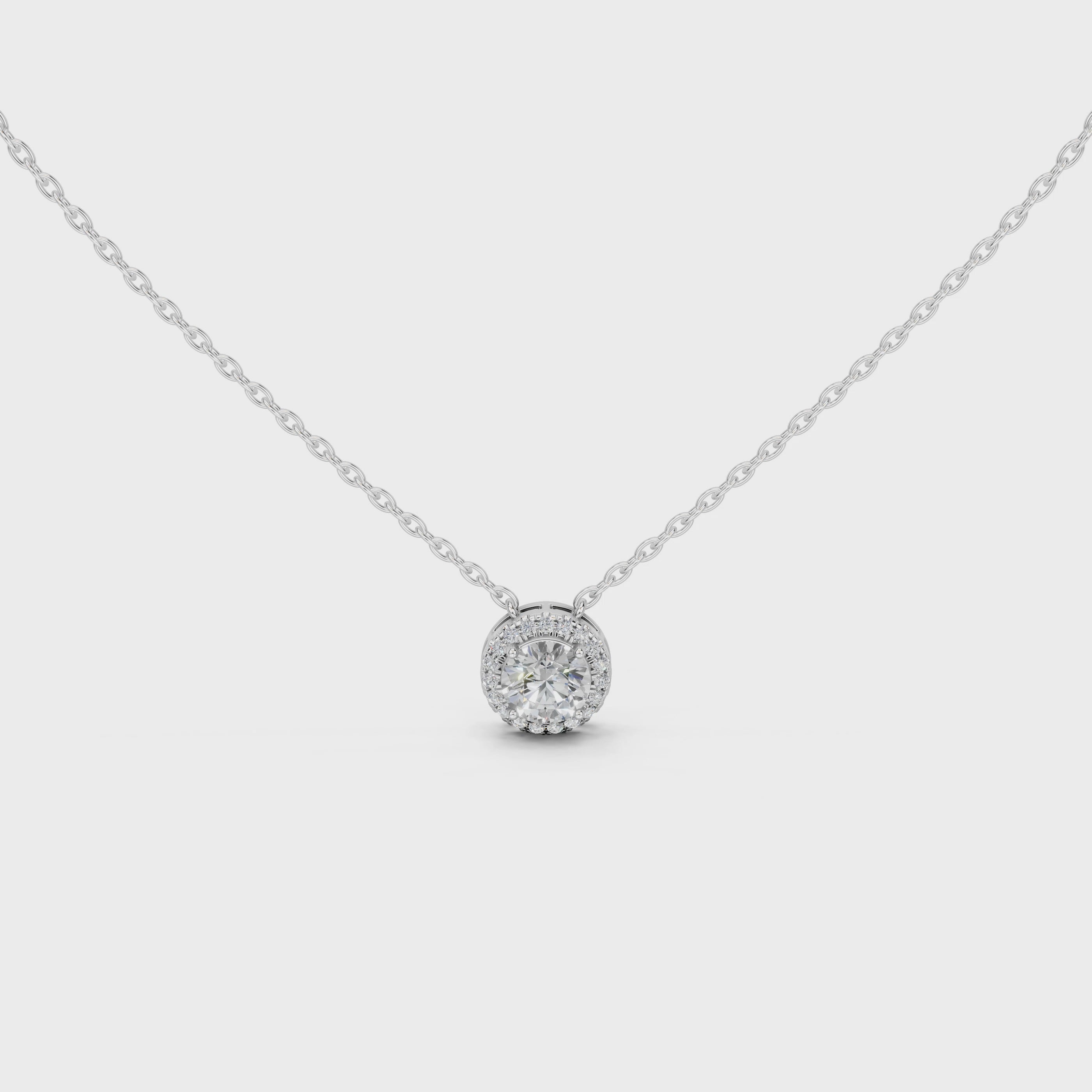 Fancy Halo Round Cut 2.38 Cttw Lab Grown Diamond Pendant