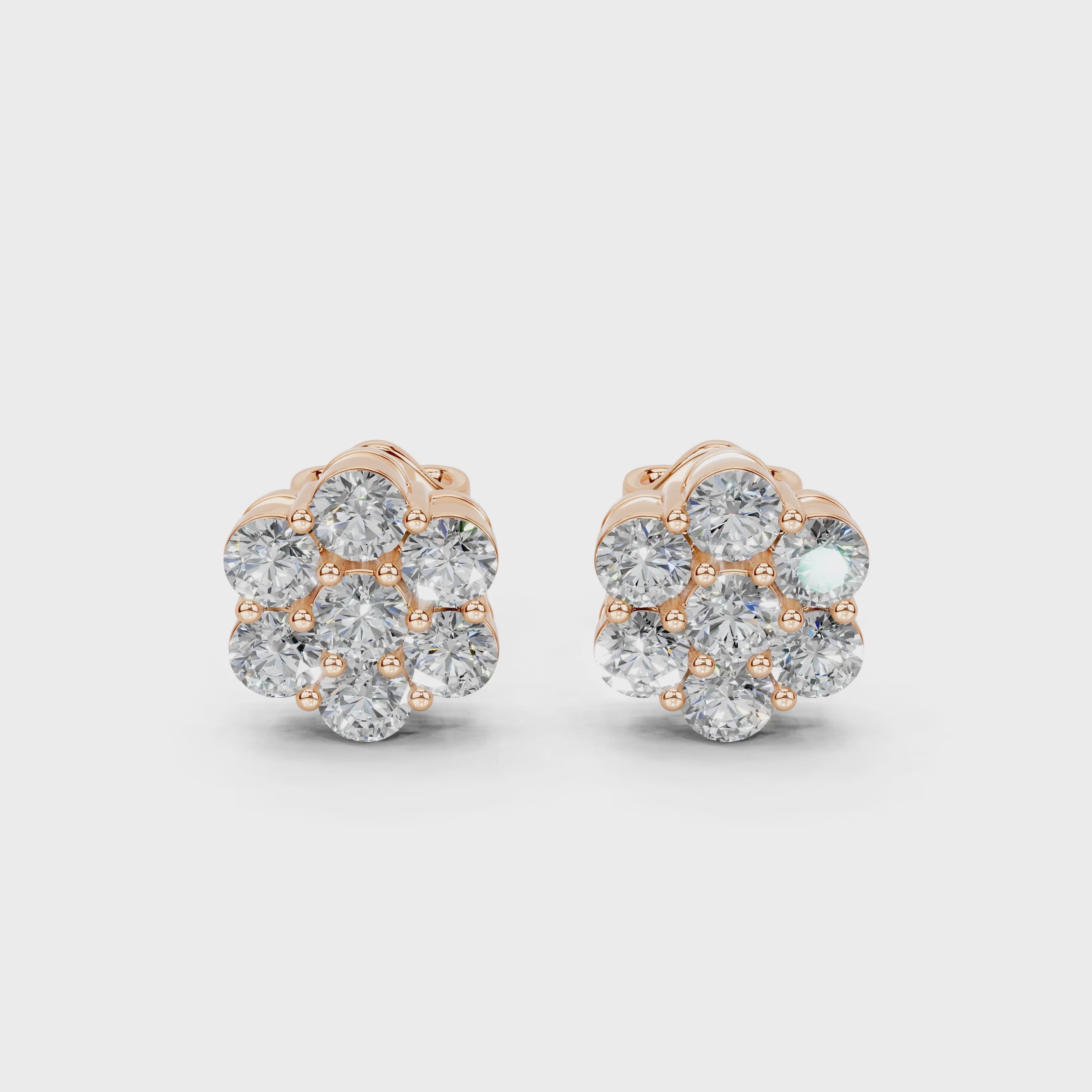 Flower cluster round 2.14 cttw lab grown diamond studs