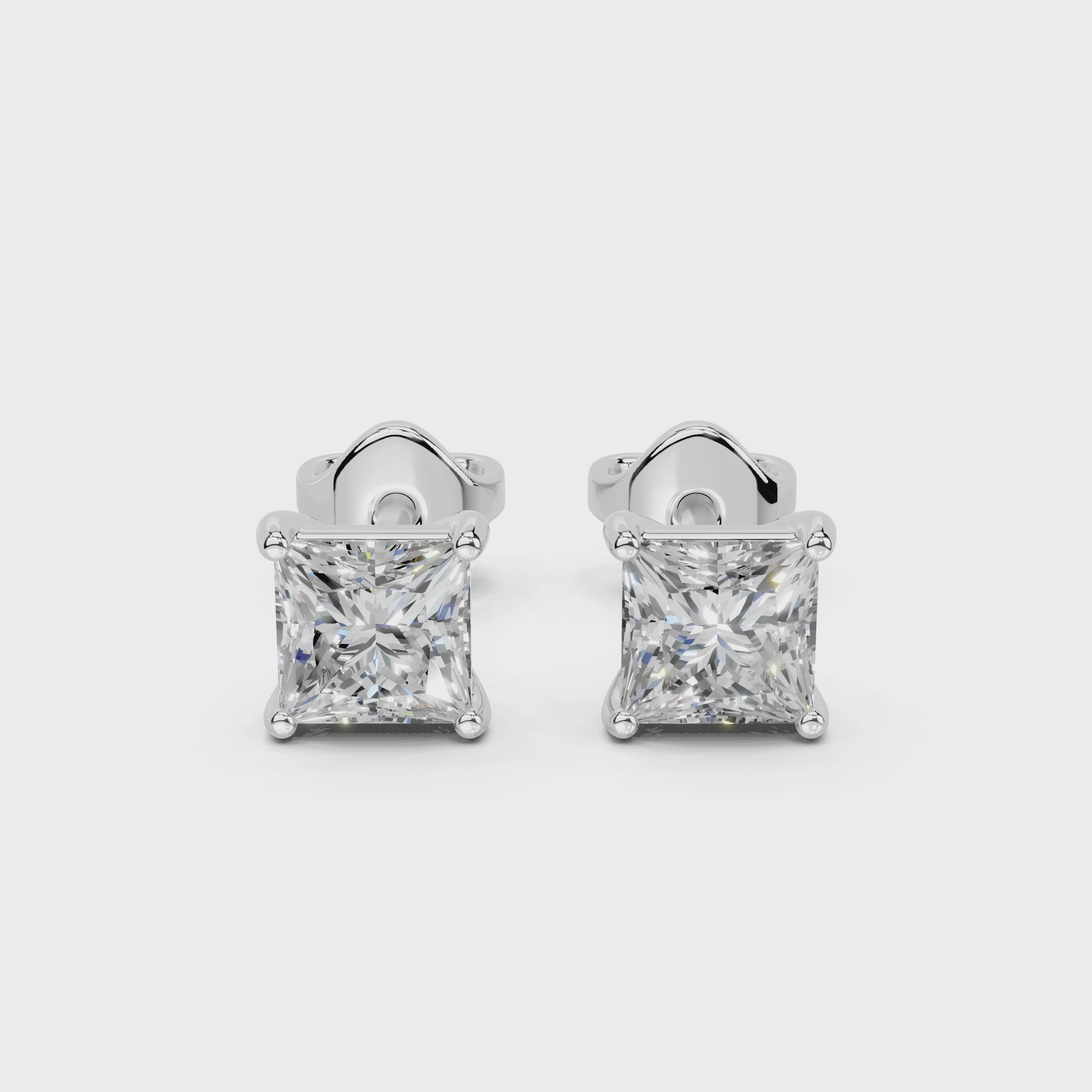 Four prong princess 1 cttw lab grown diamond studs