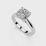 Cushion Cut Square Prongs Solitaire Lab Grown Diamond Engagement Ring (2.6 mm width)