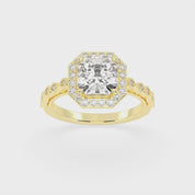 Asscher Cut Halo Lab Grown Diamond Engagement Ring