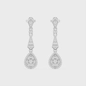 Art Deco Teardrop Baguette and Round 1.36 Cttw Lab Grown Diamond Earrings