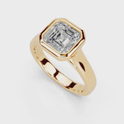 Asscher Cut Bezel Setting Lab Grown Diamond Engagement Ring