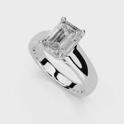 Emerald Cut Wide Band  Solitaire Lab Grown Diamond Engagement Ring (3.5 mm width)