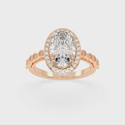 Oval Cut Halo Lab Grown Diamond Engagement Ring