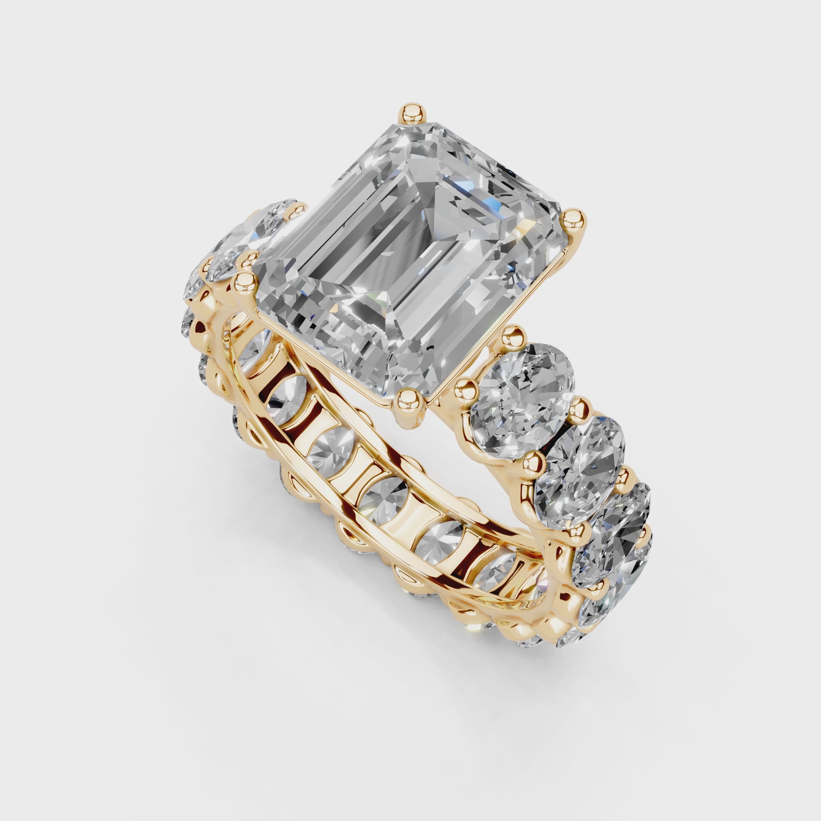 Emerald Cut Fancy Lab Grown Diamond Engagement Ring