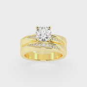 Round Cut Double Row Lab Grown Diamond Engagement Ring