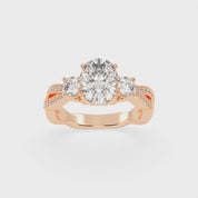 Oval cut Fancy Lab Grown Diamond Engagement Ring with Twisted Pave