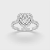 Heart Cut Halo Lab Grown Diamond Engagement Ring