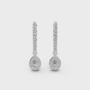 Dangle Earring Teardrop Halo 0.83 Cttw Lab Grown Diamond Earrings