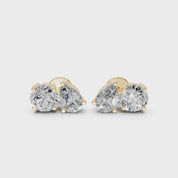 Two Stone Round and Pear cut 1.6 Cttw Lab Grown Diamond Studs