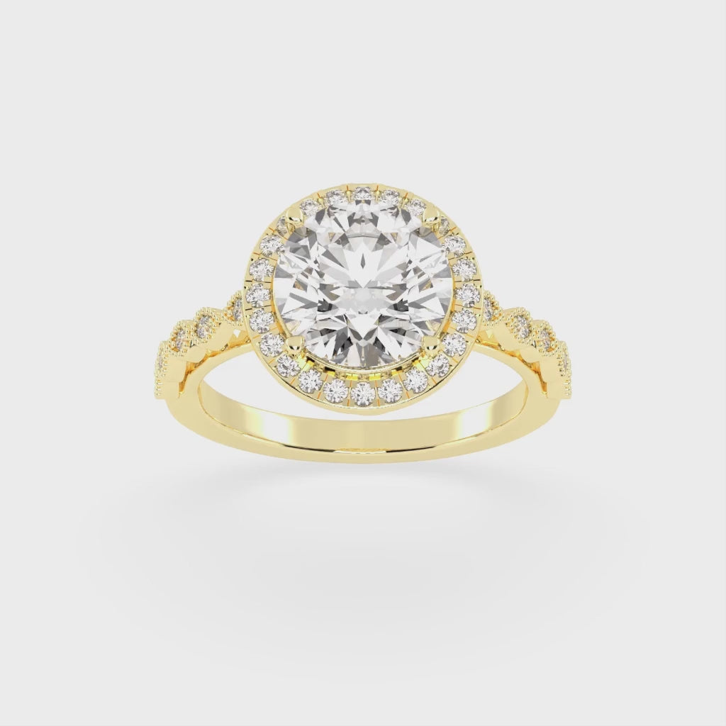 Round Cut Halo Lab Grown Diamond Engagement Ring