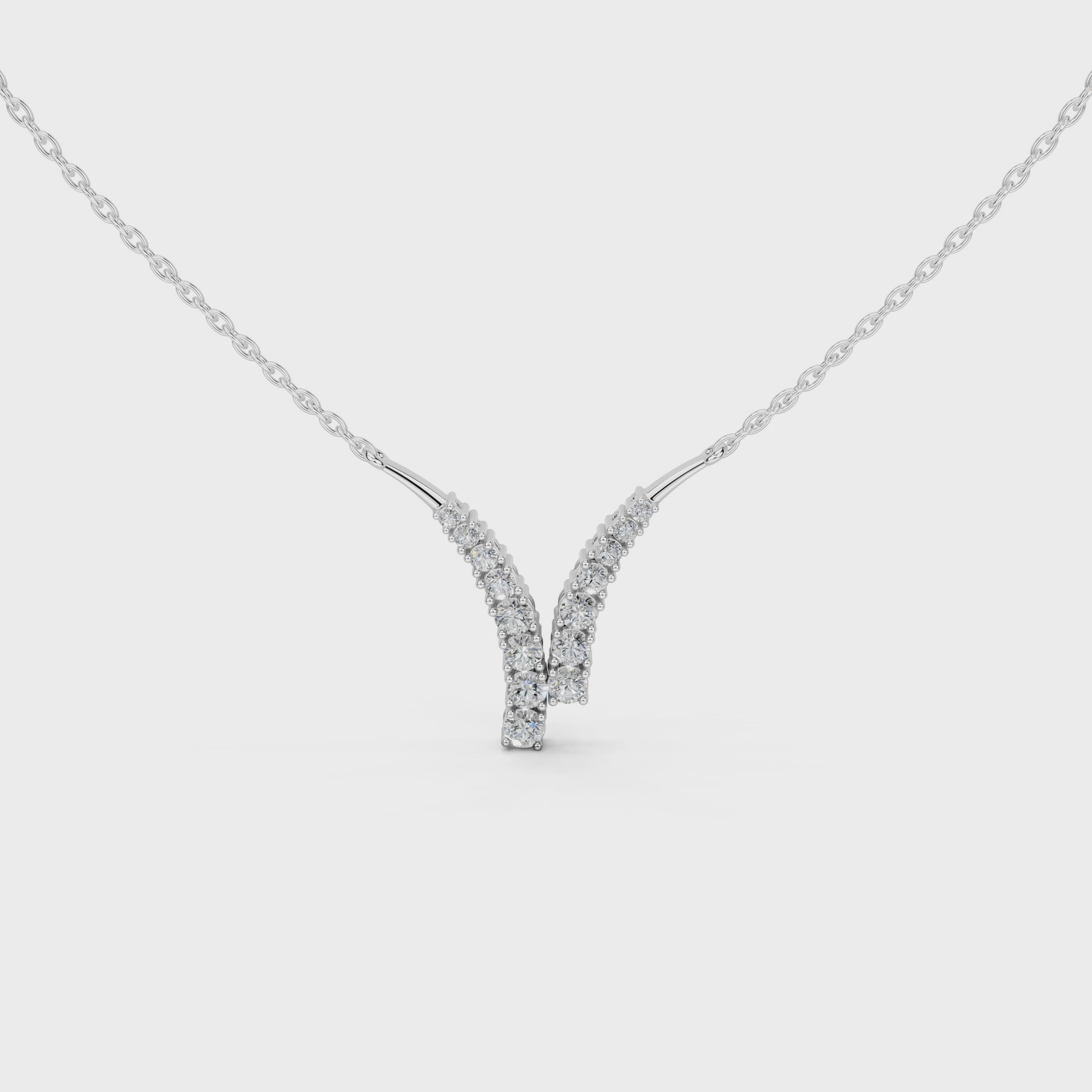 Fancy V shaped Round Cut 1.80 Cttw Lab Grown Diamond Pendant