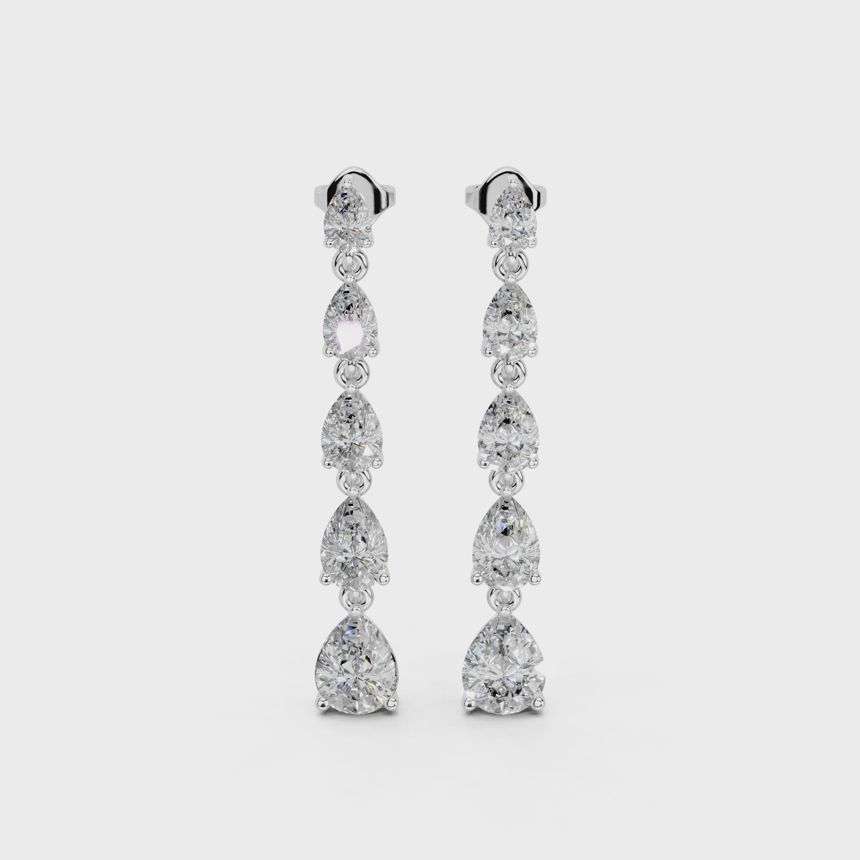 Long Drop Pear Cut 4.5 cttw Lab grown diamond earrings