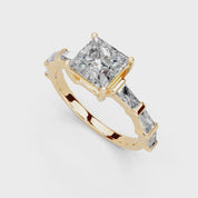 Princess Cut Fancy Lab Grown Diamond Engagement Ring